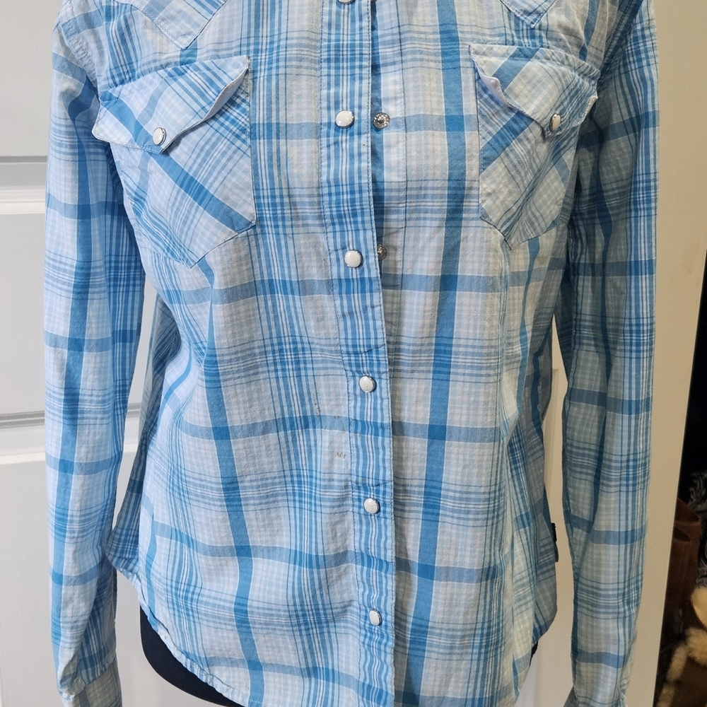 Cruel Girl Light Blue Checkered Top
